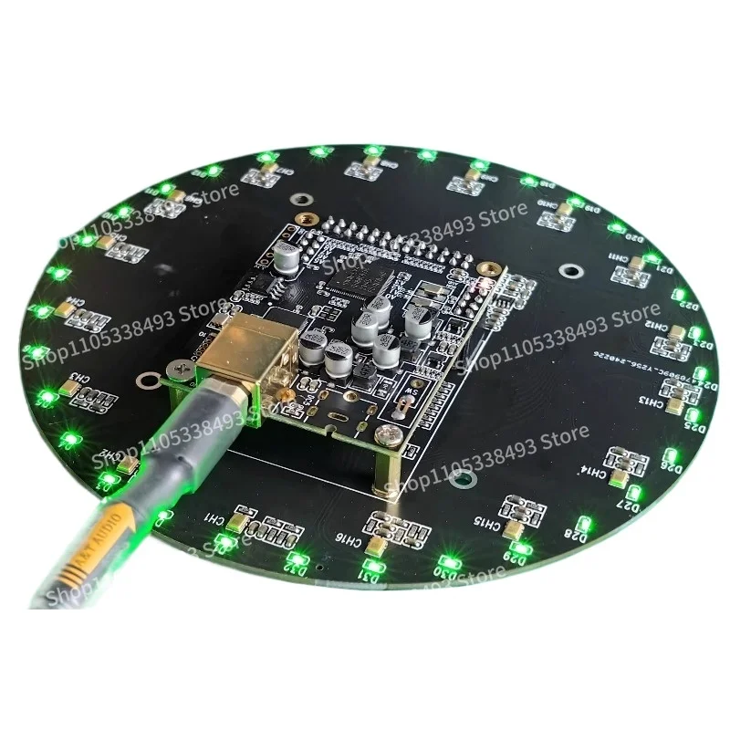 For USB Sound Card Ring 16-way Microphone Array 32 LED Orientation Indication