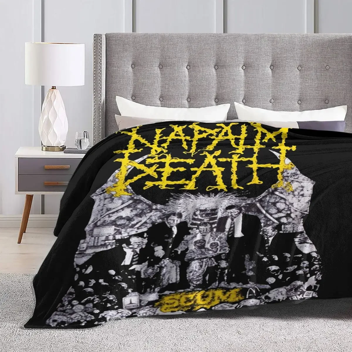 Napalm Death Black Metal Band Merch Blanket Fleece Bed Throw Blankets Relax Warm for Travel Pluszowa cienka kołdra