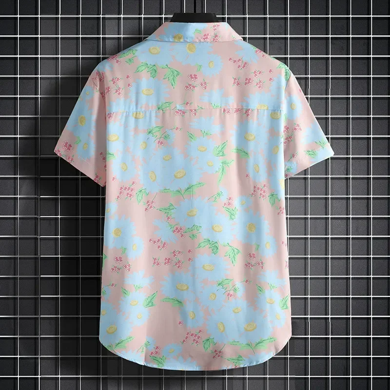 Top Quality Men's Turtle Neck Print Shirts for Beach Wear - Casual and Stylish Light Colored Floral Shirt