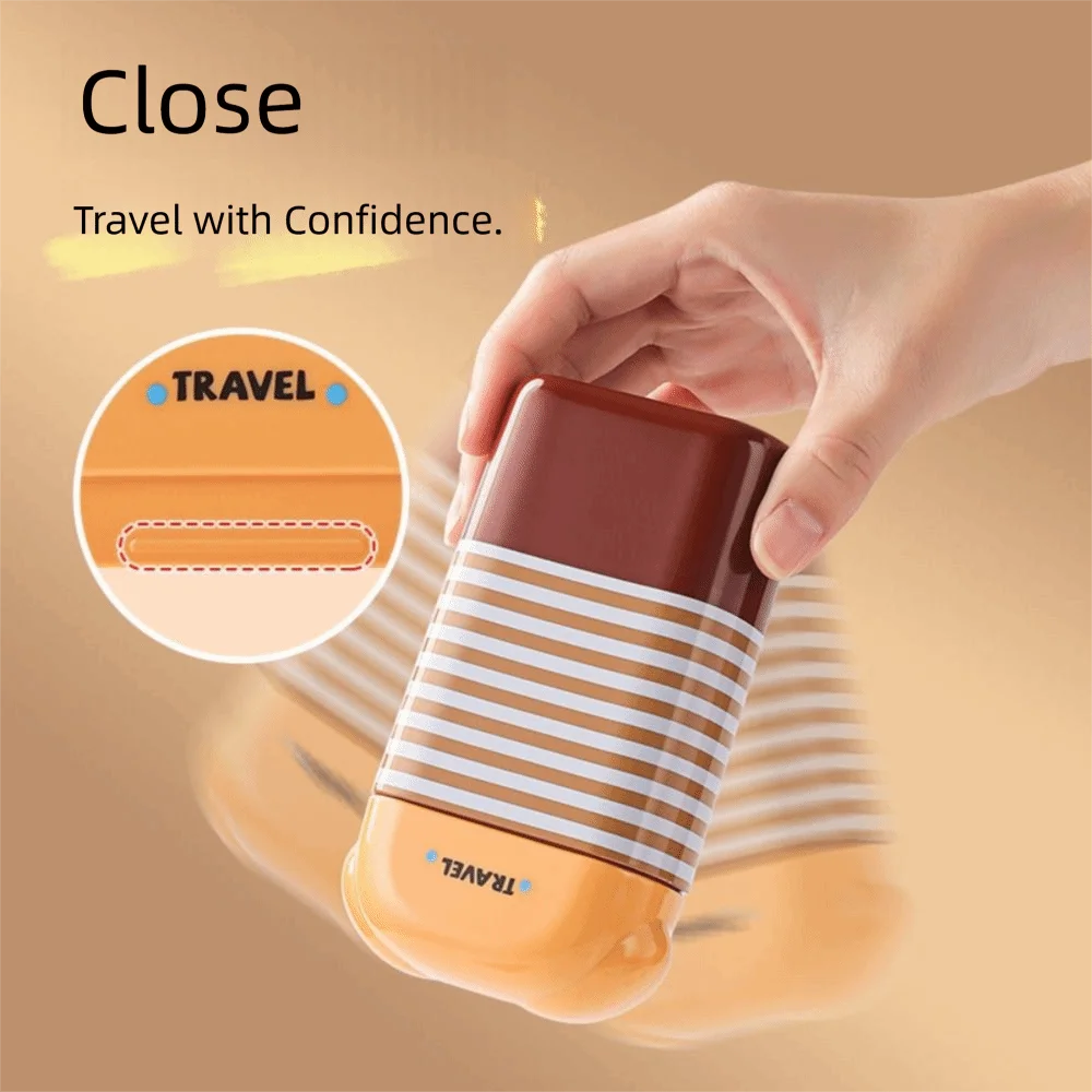 

2-IN-1 Travel Toothbrush Set Portable Mini Toothpaste Tube Storage Box Foldable Soft Bristled Folding Toothbrush Dispenser