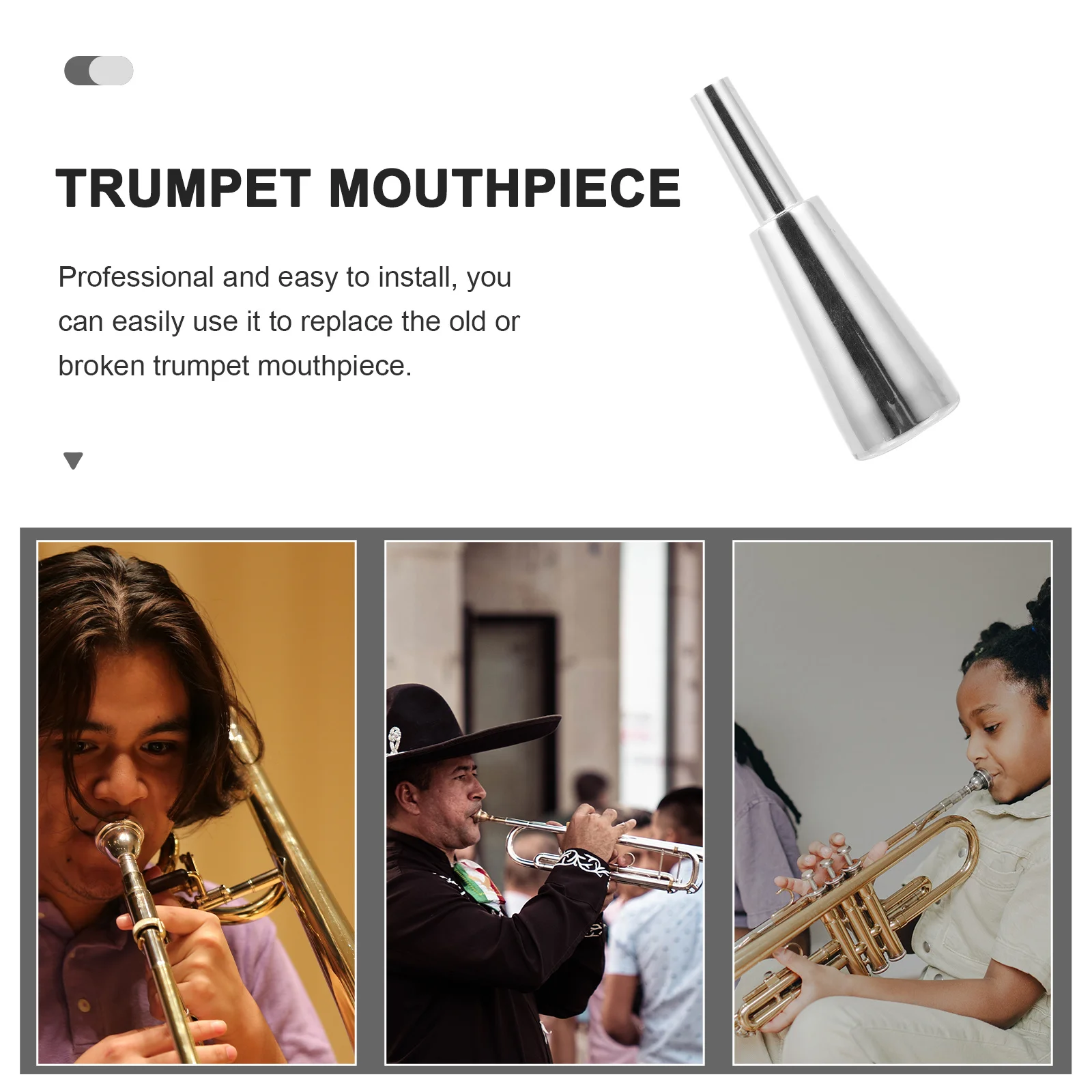 

3c Trumpet Mouthpiece Heavy-Duty Durable Replacement Part Professional Wind Instrument Accessory Suitable for Students Beginners