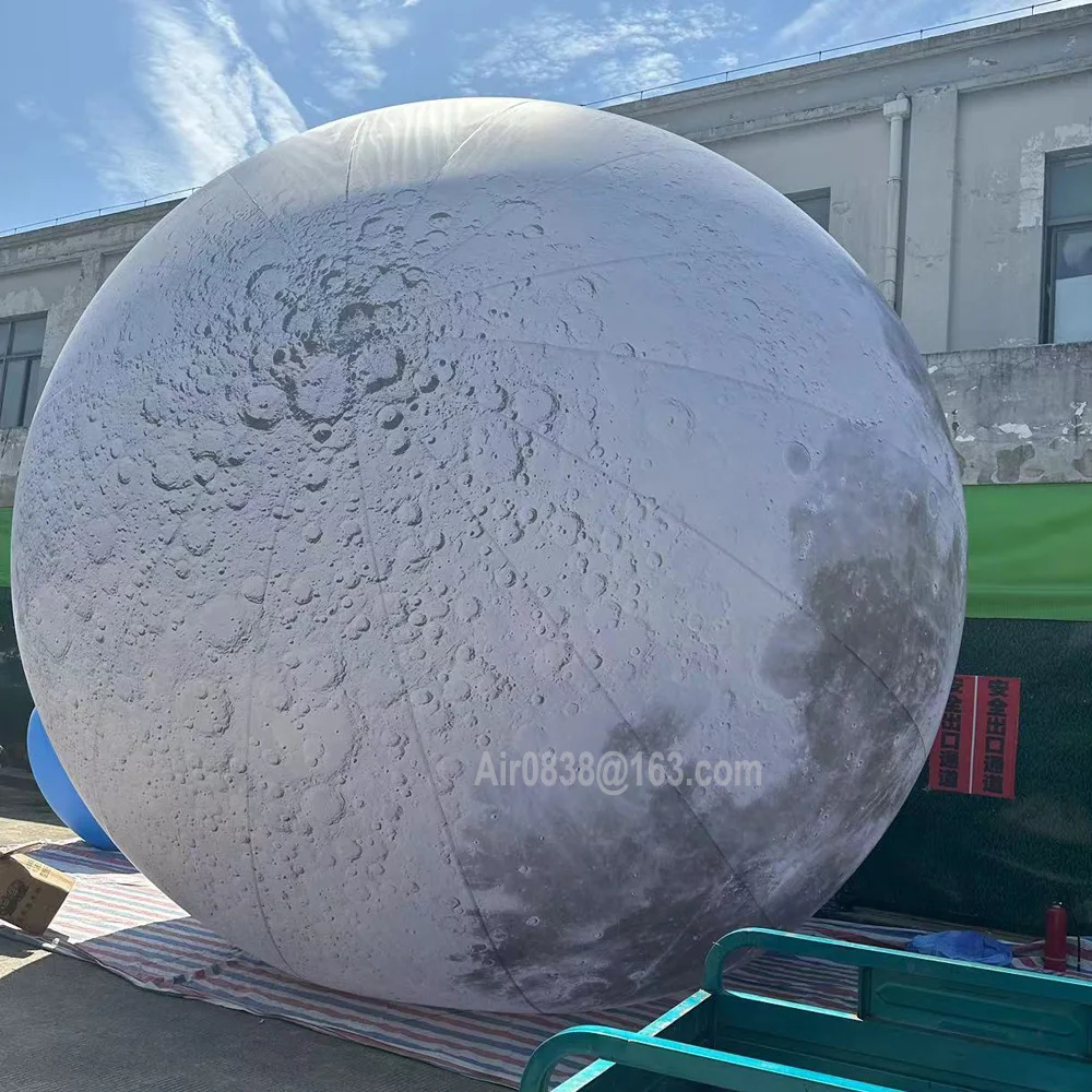 Bola de Luna inflable gigante gris con luces integradas, globo de planeta inflable hermético de PVC, decoración temática de fiesta espacial, 6m