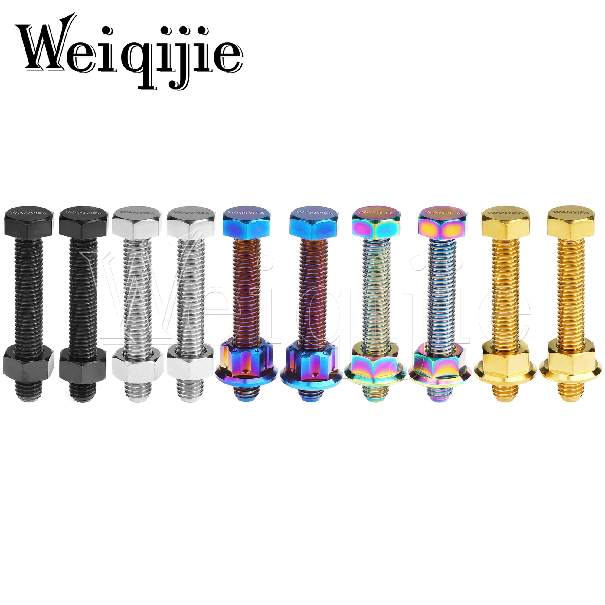 Weiqijie Titanium Bolt M8x50mm Chain Adjuster Hexagonal Bolts Pitch 1.25mm Bolt for Bicycle Motorcycle