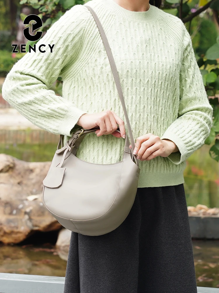 Zency Genuine Leather Shoulder Bags Stylish Hobo Handbags Purses Crossbody Bags for Women Cowhide Leather Stylish Top Handle Sac