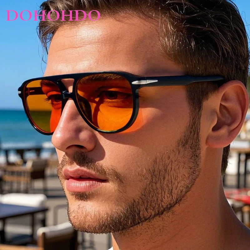 

Trendy Vintage Classic Personality Double Bridge Pilot Rivet Sunglasses Men Women Luxury Brand Designer Driving Sunglasses UV400