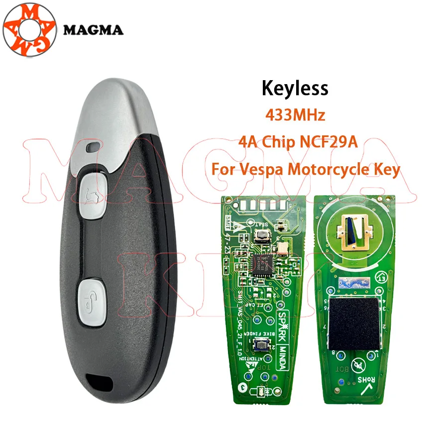 MAGMA فيسبا مفتاح الدراجة النارية عن بعد بدون مفتاح الذهاب 4A رقاقة NCF29A 433 ميجا هرتز Fsk 2 أزرار سكوتر مفتاح لفيسبا 2025 نموذج السنة مركبة #1