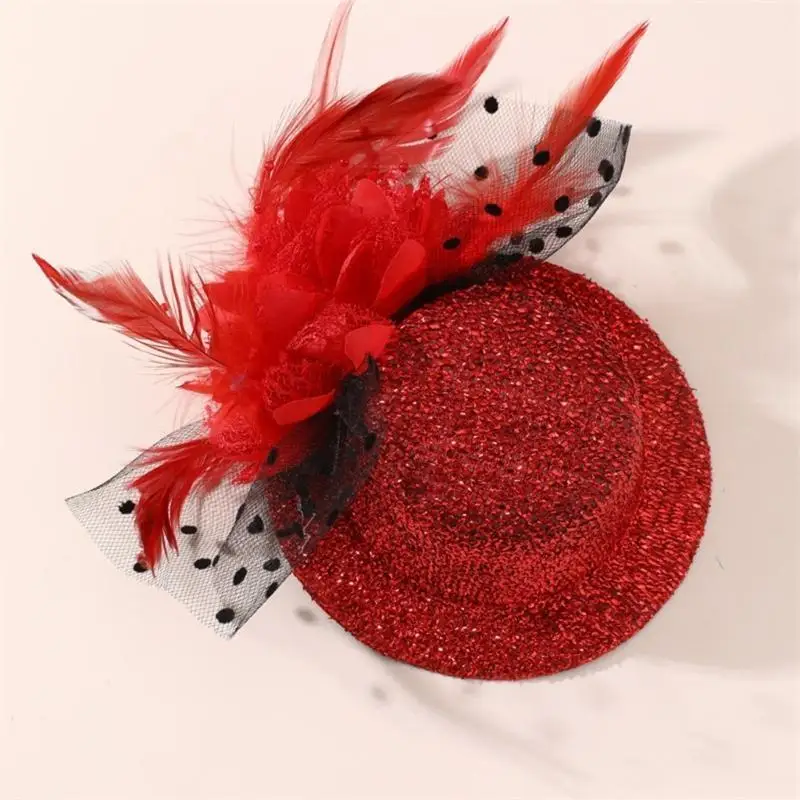 31BB 20s Theme Party Mesh Fascinator Hat Hair Clip with Flower Clipon Hat Masquerades Cocktails Party Dressingup Accessories