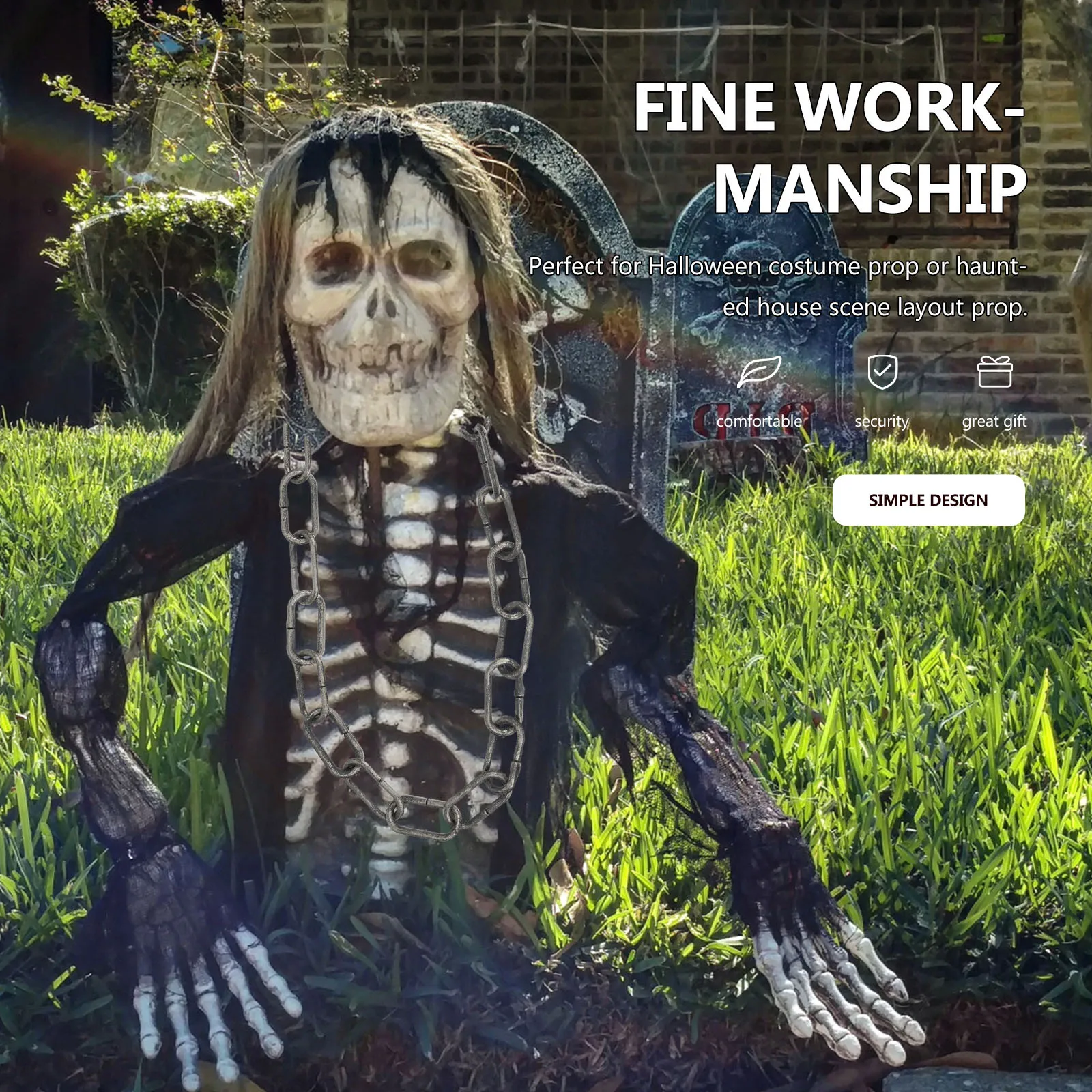 

2Pcs Halloween Simulation Plastic Chain Prop Durable Lightweight Barrier Chain Party Decor Halloween Prop Fake Barrier Chains