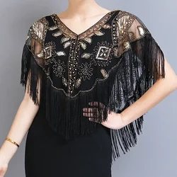 Fashion Sequined Tassels Women Blouse Party Blusas Camisas Shirt Woman Poncho Ropa Harajuku Cape Ladies Tops Summer Clothes