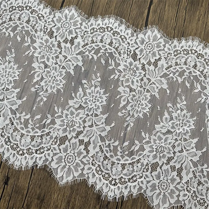 40CM Wide European Style Netting Eyelash Lace Trim Fabric for DIY Wedding Dresses Bridal Skirts and Clothing Accessories