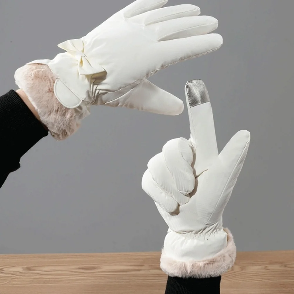 Touchscreen gloves for For Women winter use soft arctic plush lining windproof cuff and enhanced grip for outdoor sports