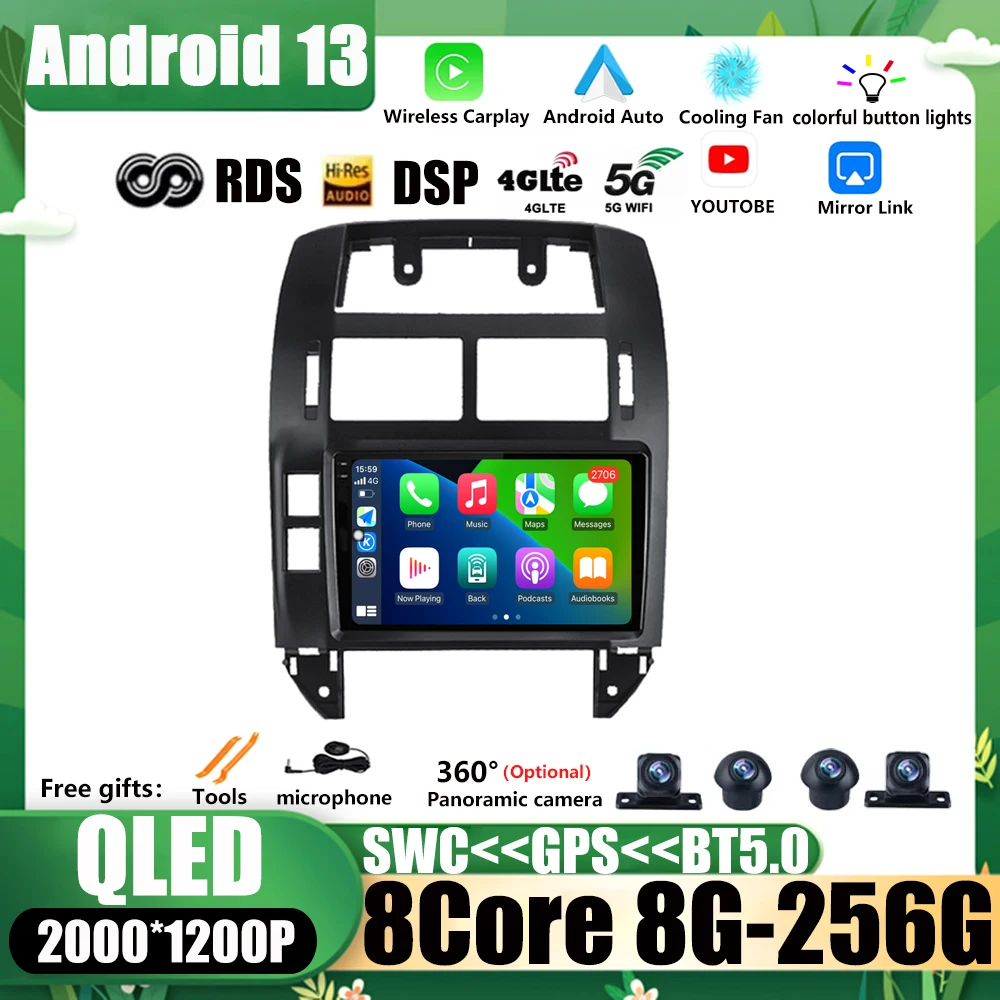 

Android 13 DSP Auto BT GPS WiFi For Volkswagen Polo Mk4 IV 2001- 2009 Car Radio Multimedia CarPlay Video Player Navigation