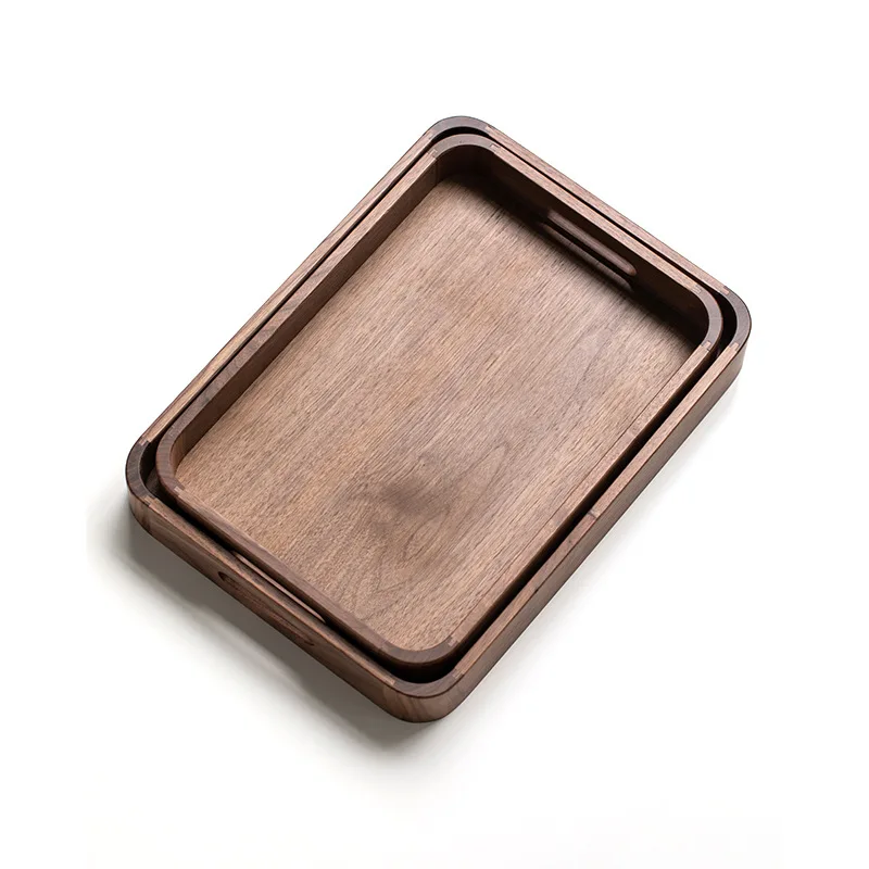 DSA black walnut tenon and mortise rounded corner handle tray solid wood plate wooden tea tray wooden fruit plate