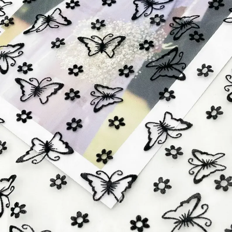 3 colores mariposa flor flocado tela de encaje mariposa flor bordado tela de tul para niña vestido tutú boda