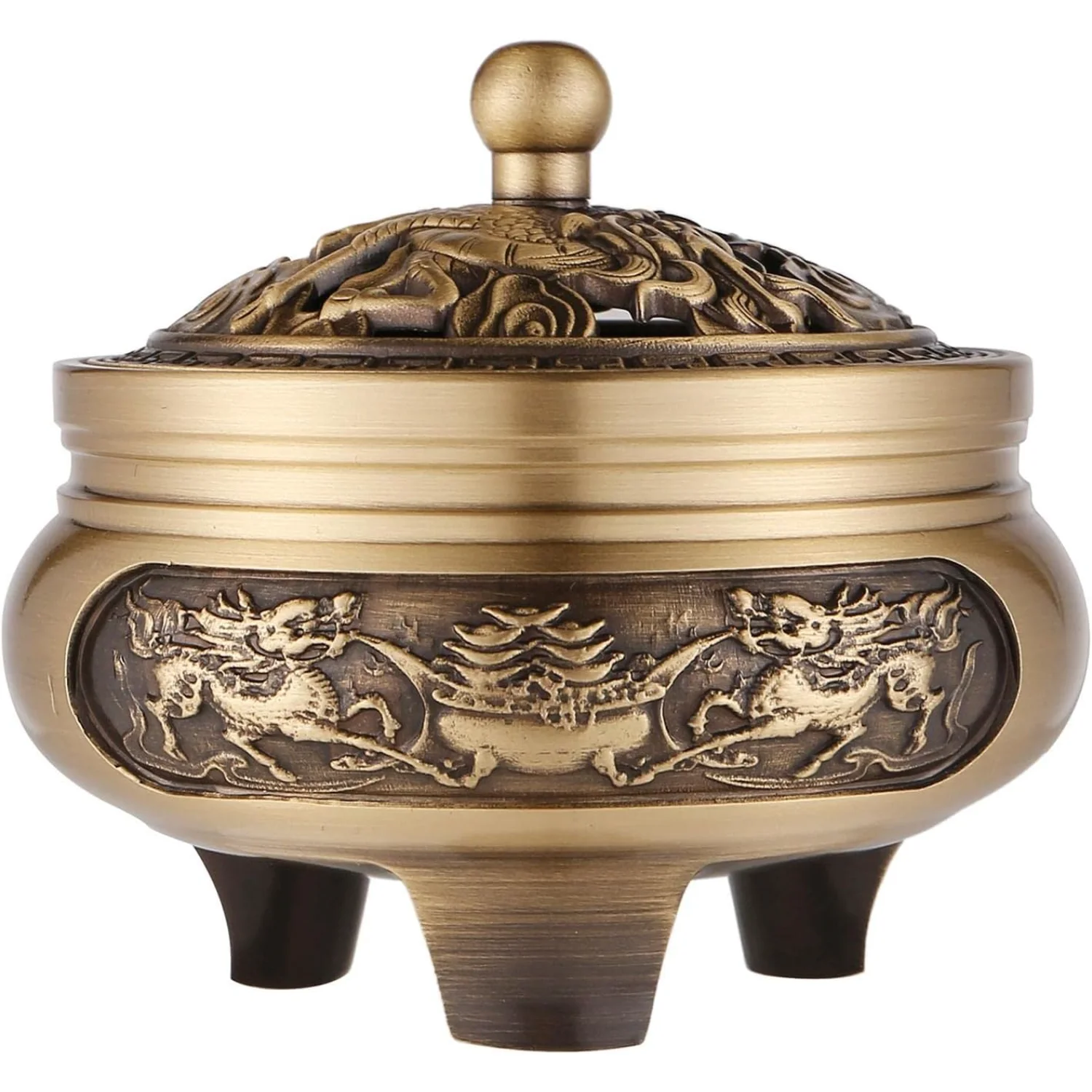 Holder  Diffuser Brass Coil  Burner for Farmhouse Meditation , Kirin 8.7x8cm, Multi