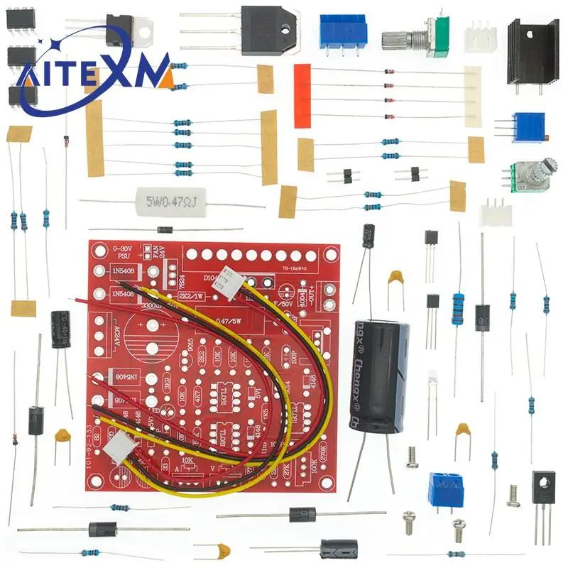 0-30V 2mA-3A DC geregeltes Netzteil DIY Kit Kontinuierlich einstellbarer Strombegrenzungsschutz Spannungsregler-Set