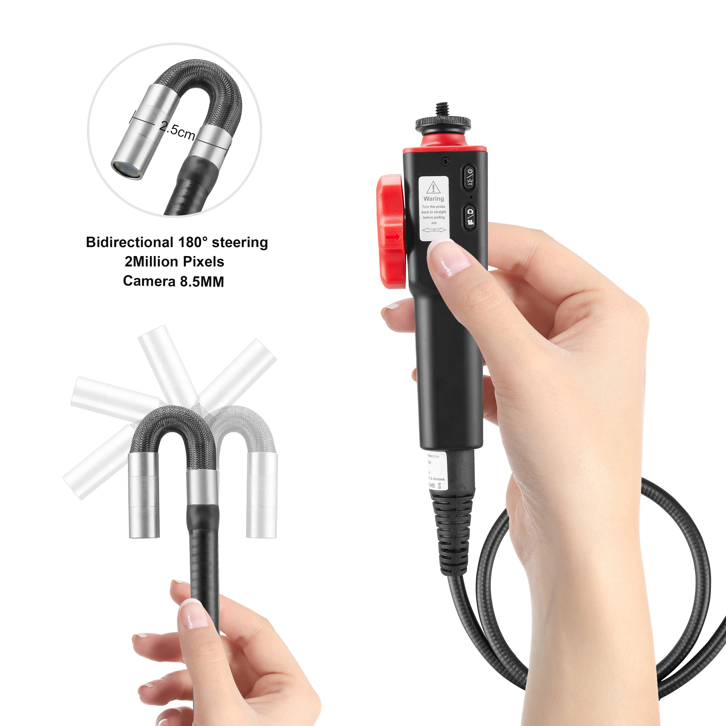 

1080P Steering Borescope for Engine Carbon Buildup Compatible with and AUTEL Diagnostic Instruments Vehicle Tools