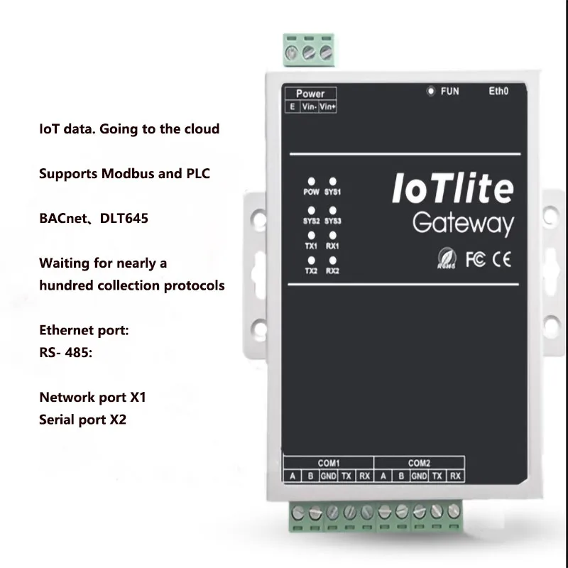 201-IoTlite IoT gateway, MQTT gateway, IoT gateway support Modbus, BACnet, PLC and other collection protocols