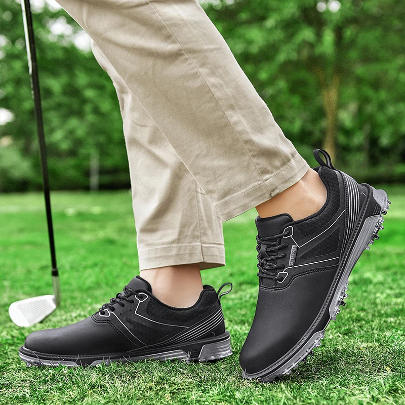 Wodoodporne buty golfowe Męskie profesjonalne kolce fitness Treningowe tenisówki golfowe Antypoślizgowa obrotowa klamra Golfista buty do chodzenia