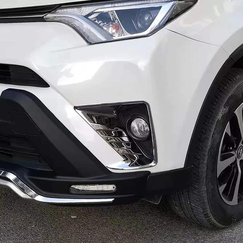 For Toyota RAV4 2016 2018 ABS Chrome front fog lamp cover head fog light cover trim abs chrome 2pcs Car Styling auto accessories