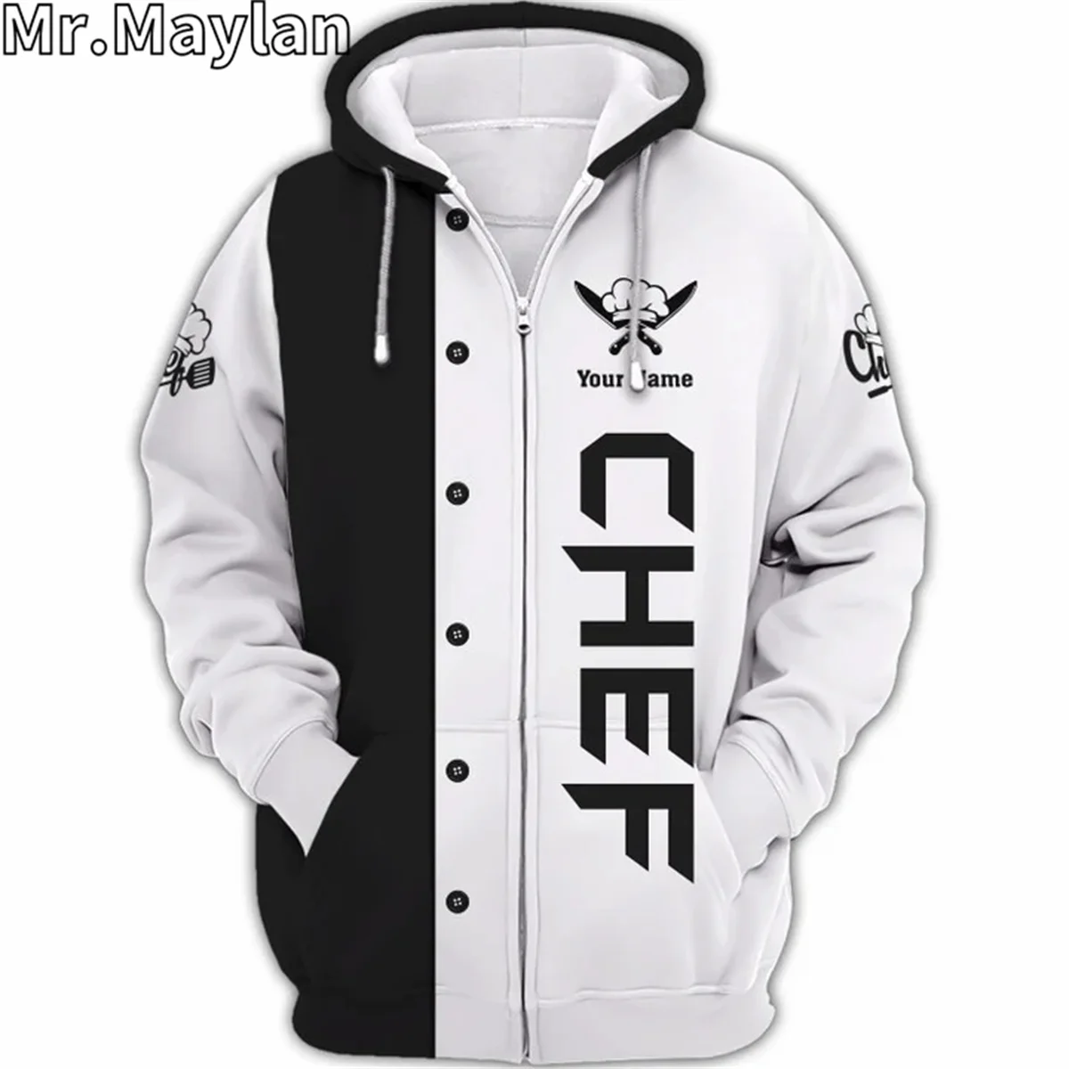 CUSTOM NAME CHEF UNIFORM CHEF KNIVES 3D Unisex Hoodie Men/Women Sweatshirt Streetwear Zip Pullover Casual Jacket Tracksuits R978