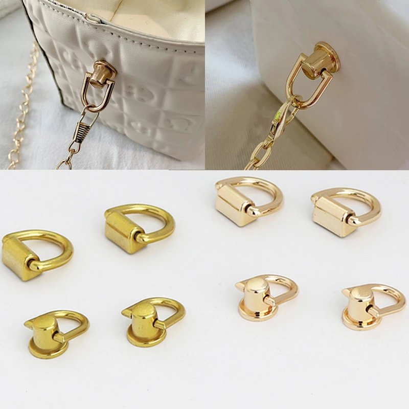 1Pcs D-shaped Ring Bag Side Clip Buckles Retro Metal Double Buckle Handbag Chain Handle Connector Bag Strap Hardware Accessories