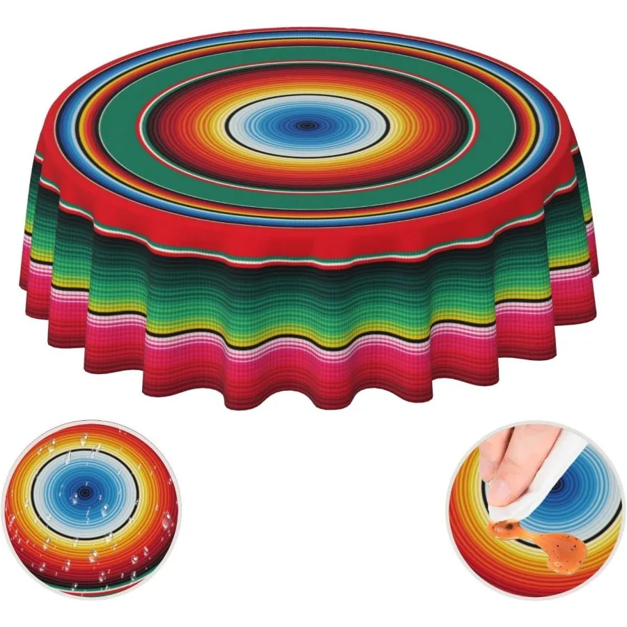 Selimut Meksiko Serape Mantel Mexicano Berwarna-warni Tahan Air Taplak Meja Bundar Dekorasi Kain 60 Ih Circular Tab