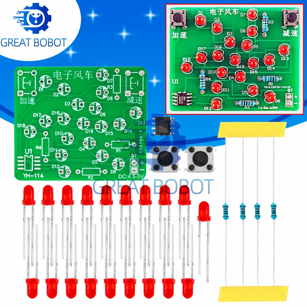 BS DIY Kit Electronic Windmill Kit DC 5V Funny DIY for Practice Adjustable Speed MCU Design for Soldering Electronic DIY Kit