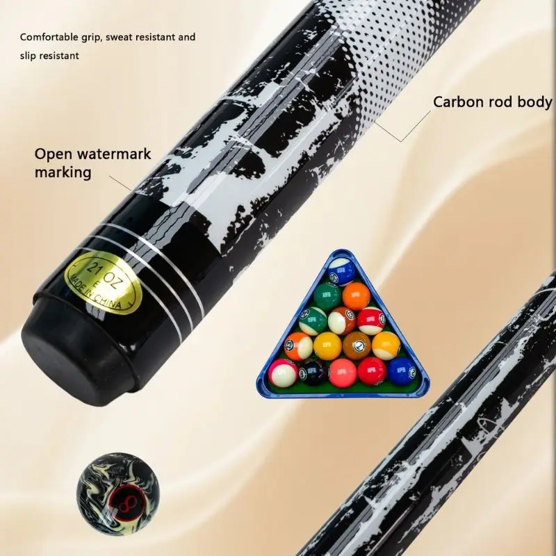 

Advanced Black Technology Billiard Cue with 13mm Carbon Fiber Tip Durable and Sturdy