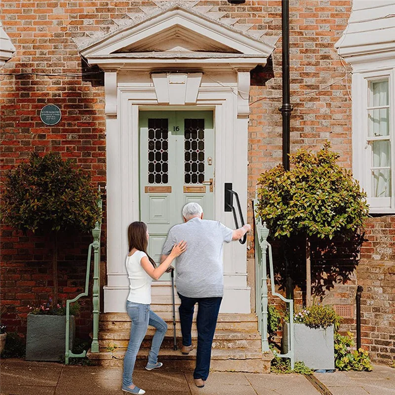A01M-Handrails marches en fer balustrade d'escalier pour l'extérieur, 1 à 3 marches escaliers montés au mur pour personnes âgées, handicapées, femmes enceintes