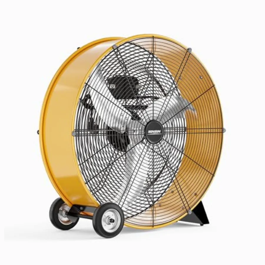 

24 Inch High Velocity Drum Fan, 9500CFM Industrial Metal Floor Fan with Handle, Heavy Duty, 3-Speed, Air Circulator for Shop, G