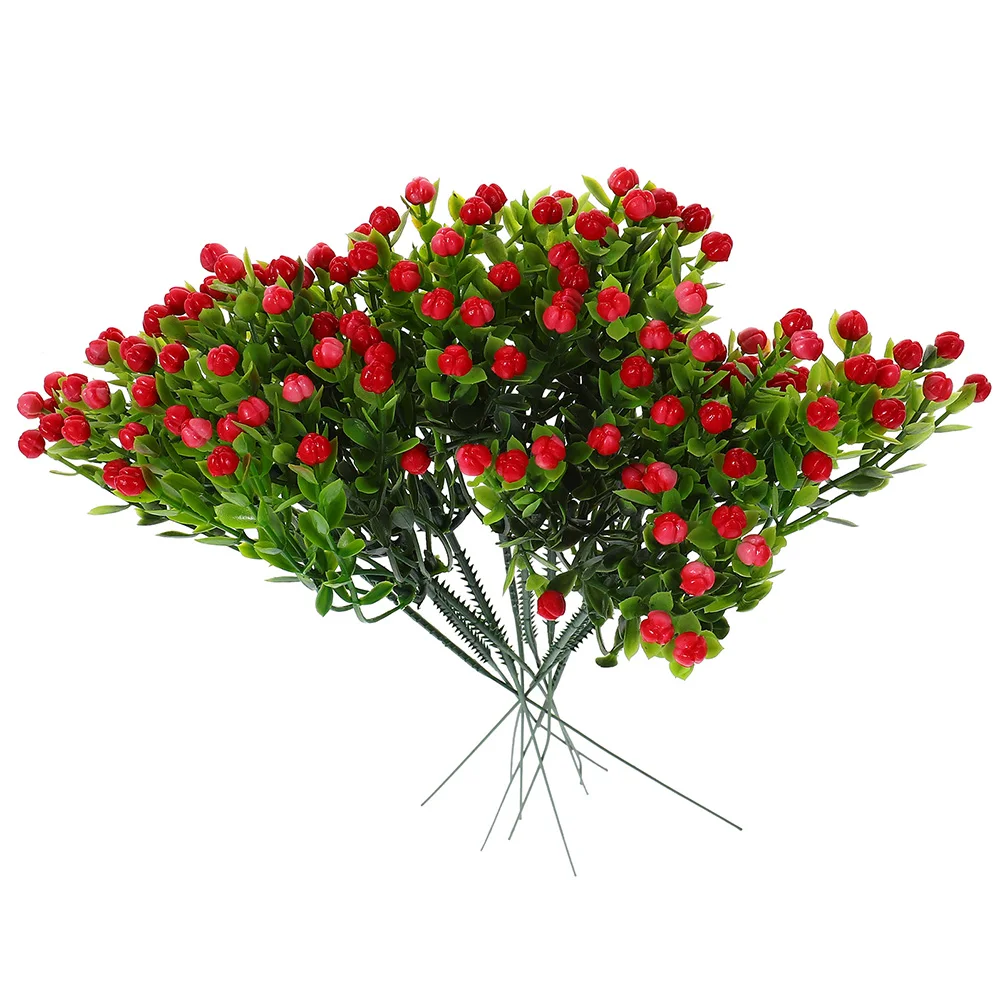 

12 Pcs Artificial Baby's Breath Flowers Red Home Decor Living Room Party Wedding Bouquet Simulation Adorn Fake Flowers
