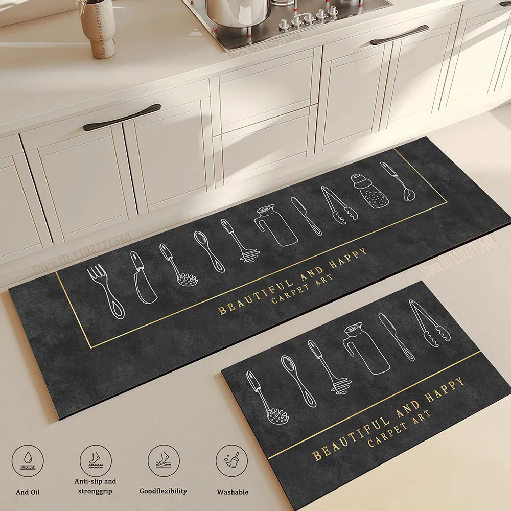 Anti Slip Kitchen Floor Mat,Water Absorbing Rug,Fashion Pattern Decoration Carpet,Multi Functional Door Mat,Bathroom Floor Mat