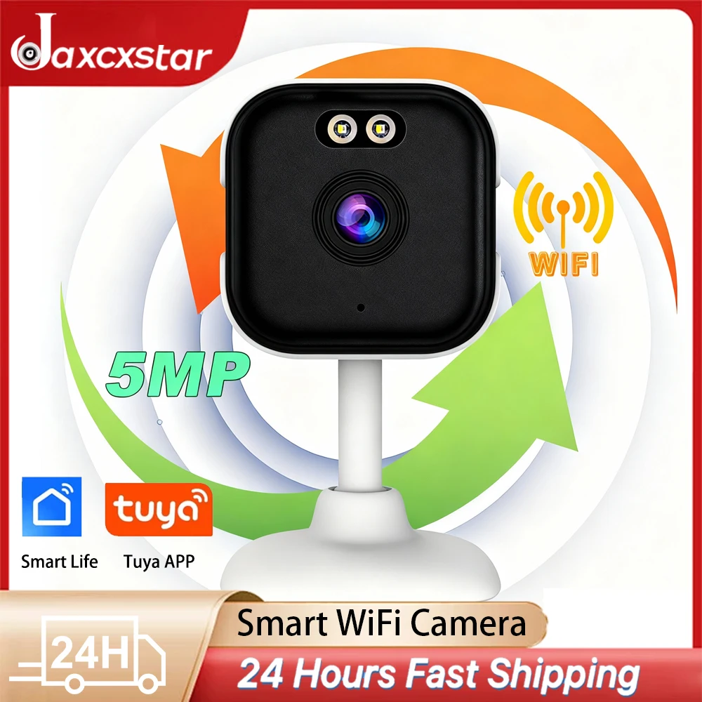 

Jaxcxstar 5MP HD Wi-Fi камера Крытая мини-камера домашнего наблюдения ночного видения двустороннее аудио обнаружение человека Tuya Security Cam