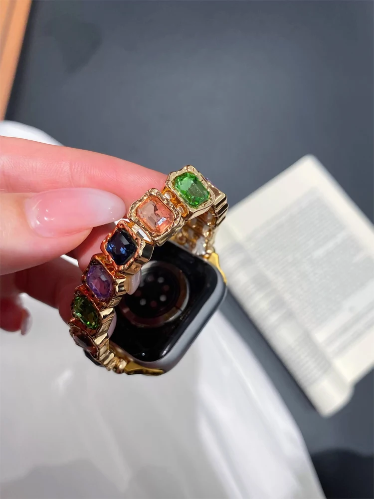 مرونة الماس الفرقة ل iWatch الترا 10 9 8 7 6 5 Se 4 المعادن امرأة حزام ل أبل ساعة 38 مللي متر 40 مللي متر 41 مللي متر 42 مللي متر 45 مللي متر 46 مللي متر 49 مللي متر