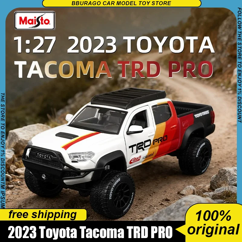 Nuevo producto en Stock Maisto 1:27 2023 Toyota Tacoma Trd Pro, coche recogido en miniatura de aleación, modelo fundido a presión, coche Toyota, juguetes, regalo para niños