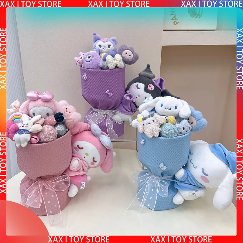 

2023new Sanrio Plush Bouquet Anime Kuromi My Melody Pompompurin Cute Doll Toys Bouquets Girl Christmas Day Valentine's Day Gifts