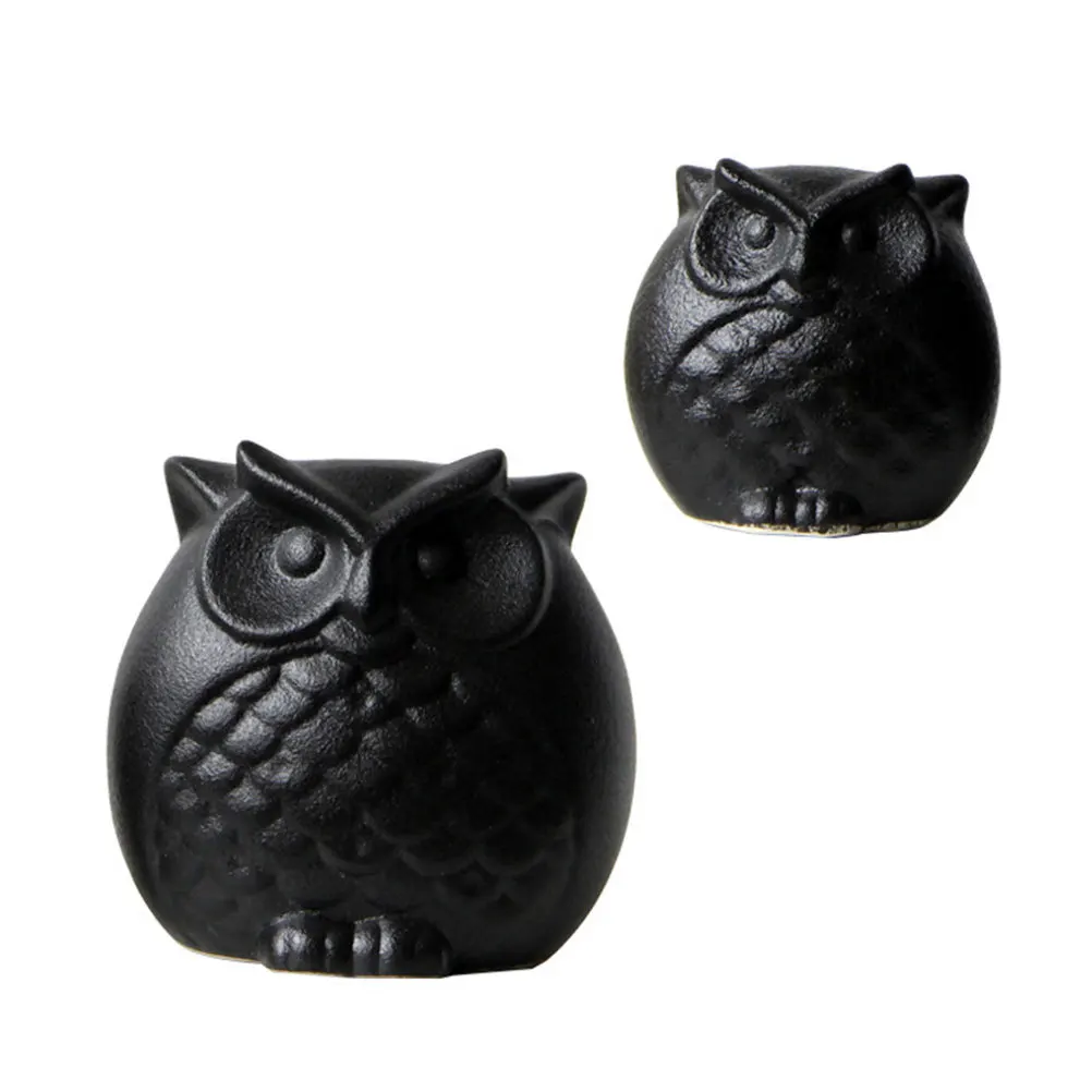 

2 Pcs Desktop Decor Owl Statues Ceramic Decoration Creative Figurine