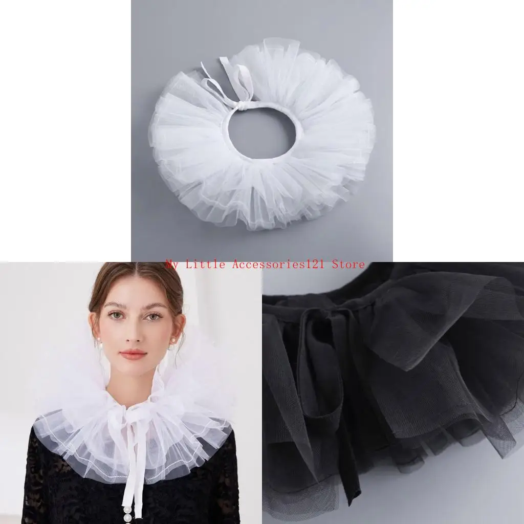 

Ruff Lapel Choker for Lady Girl Shawl Collar Elizabethan Collar