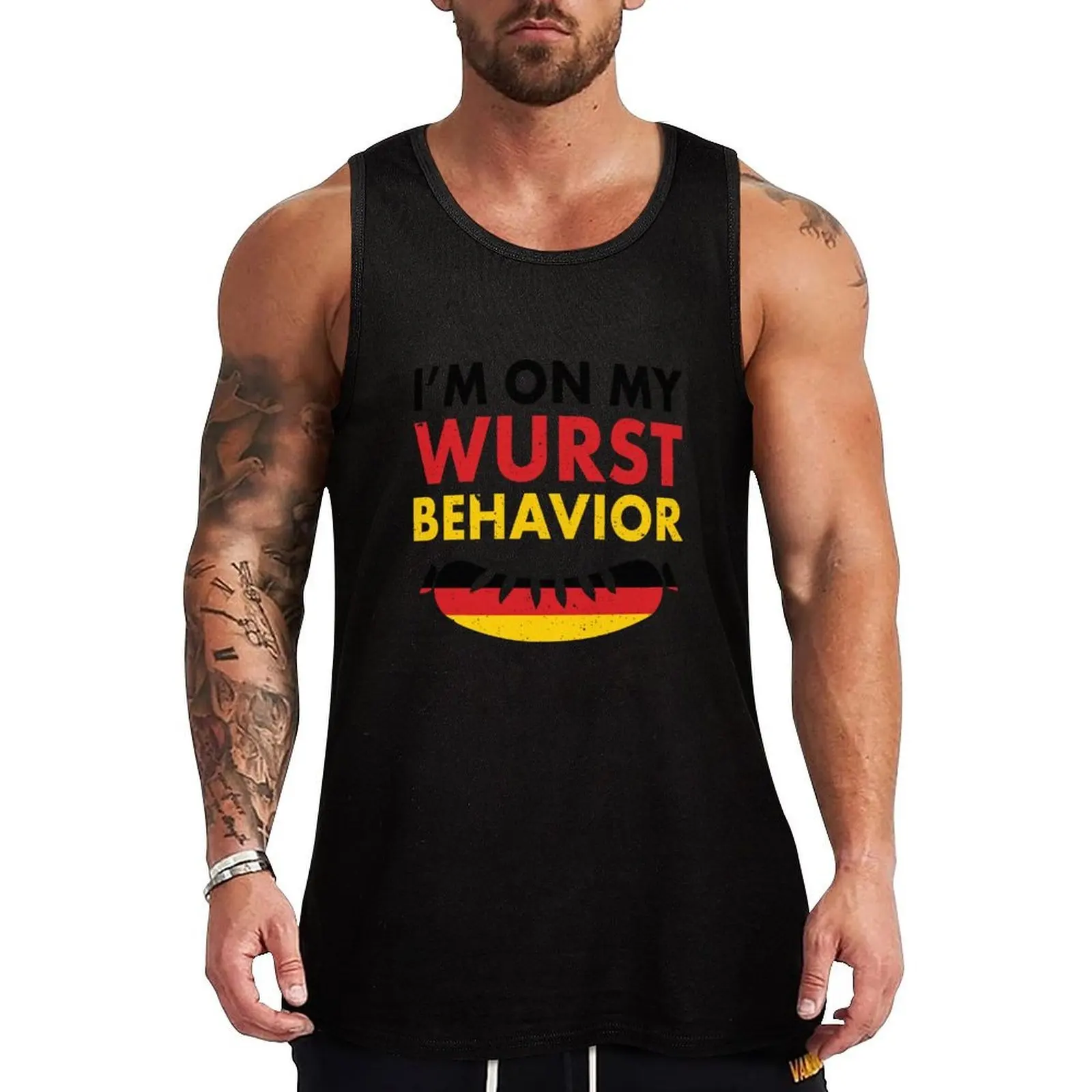 I'm On My Wurst Behavior! Funny German Flag Oktoberfest Apparel Gifts Tank Top Classic Fit Undershirt Everyday Wear
