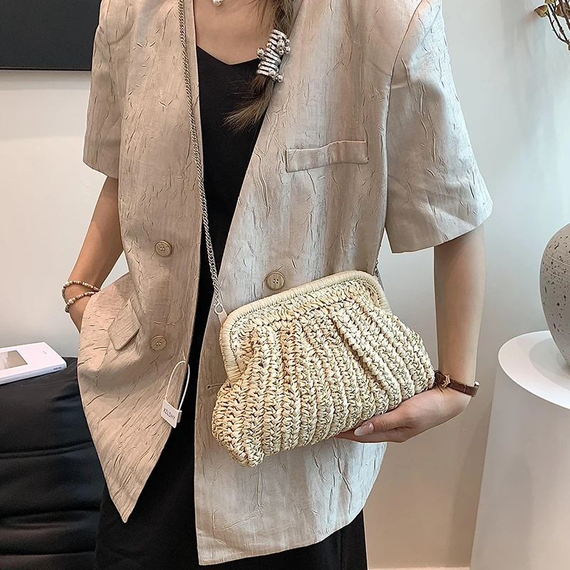 Small Straw Crossbody Bags For Women 2024 Simple Korean Fashion Summer Shoulder Bags Lady Travel Handbags Female Weave Beach Bag