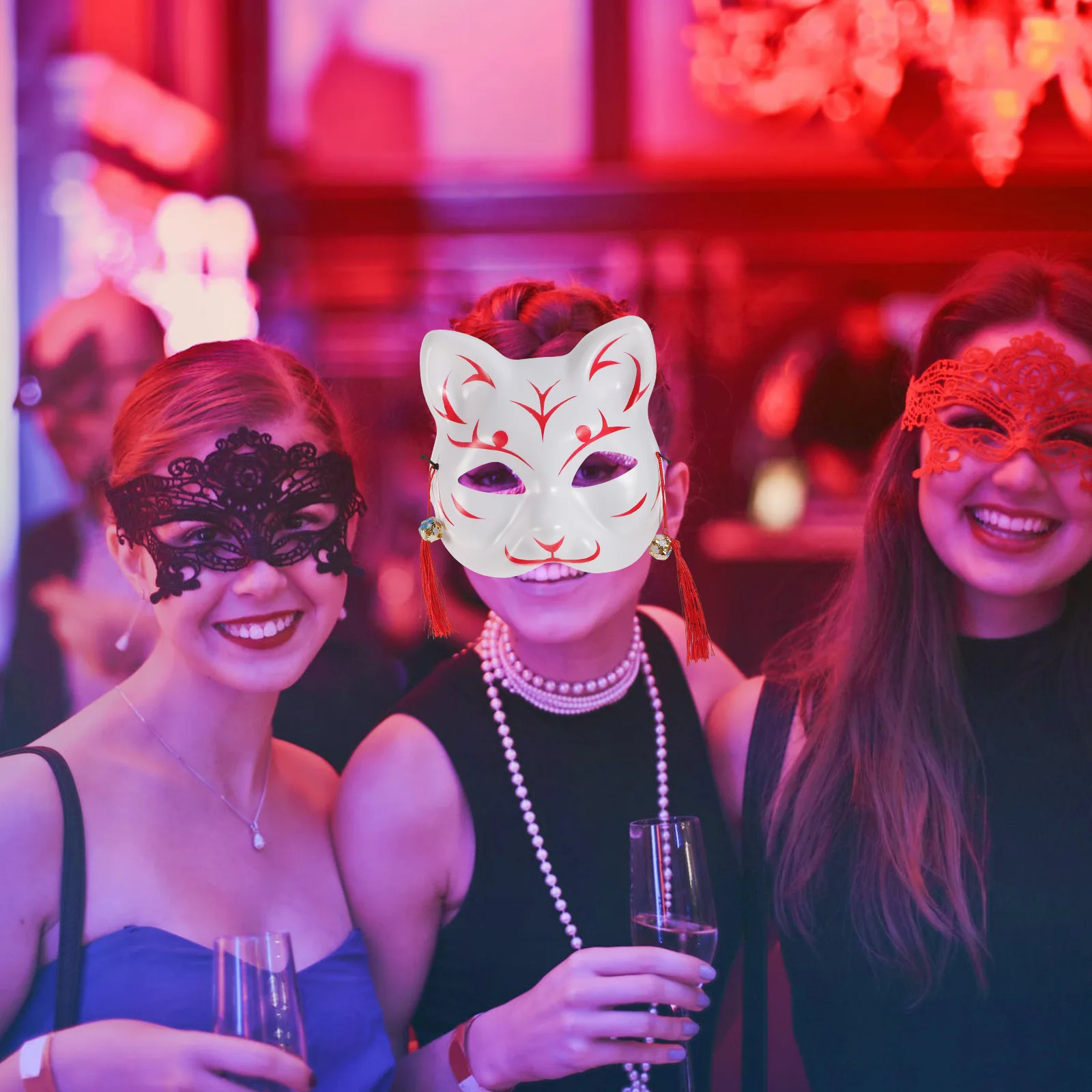 

Cat Tassel Mask Environmental Material Suitable Size Cosplay Party Use Photography Props Lightweight Cat Party