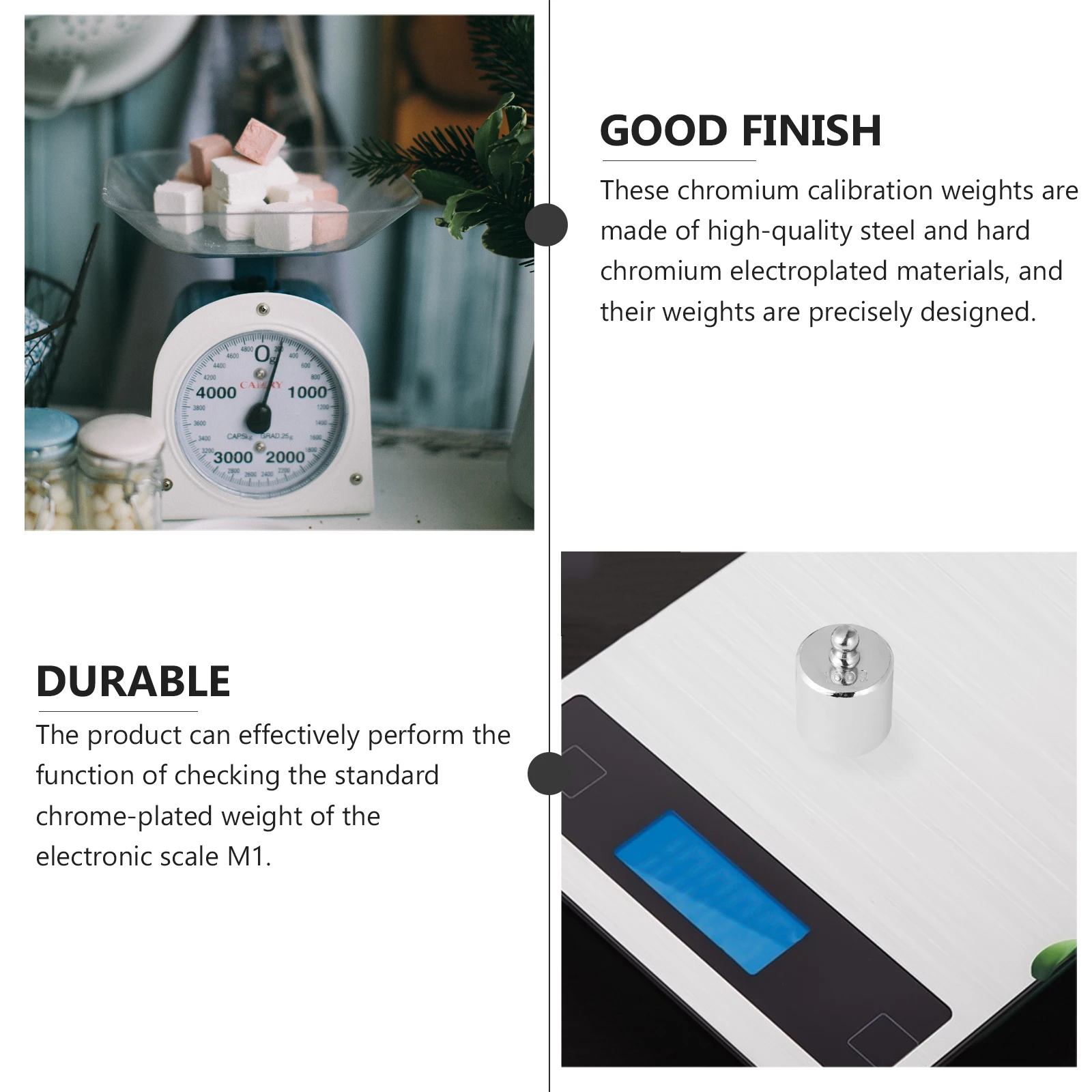

3 pcs Calibration Weights Steel Gram Scales Smooth Surface Electronic Scale Accessories Chrome Plated M1 St Check Weight