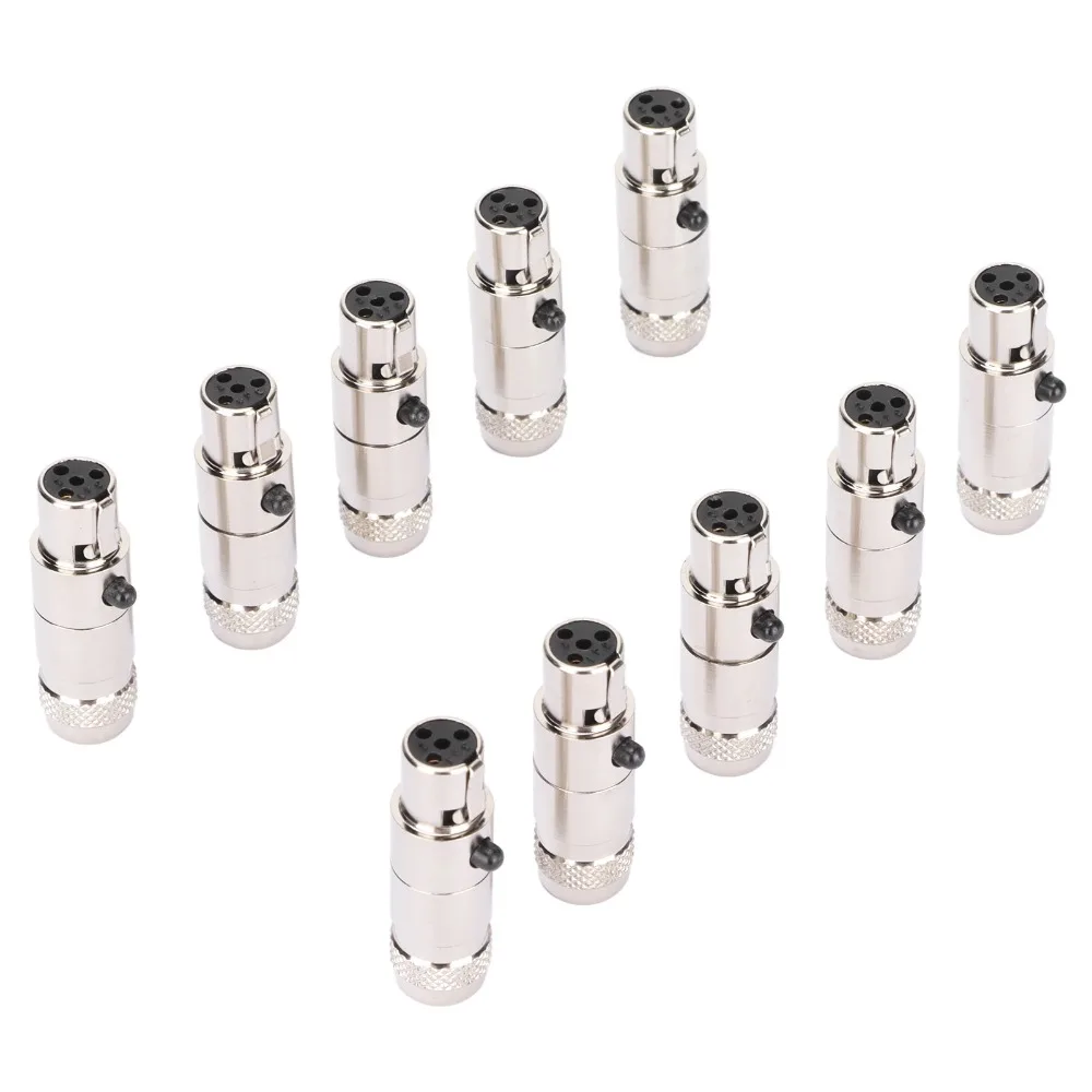 10PCS Metal 4 Pin Mini XLR Female Connectors Noise Reduction Protective Shielding 4 Cores XLR Female Plug