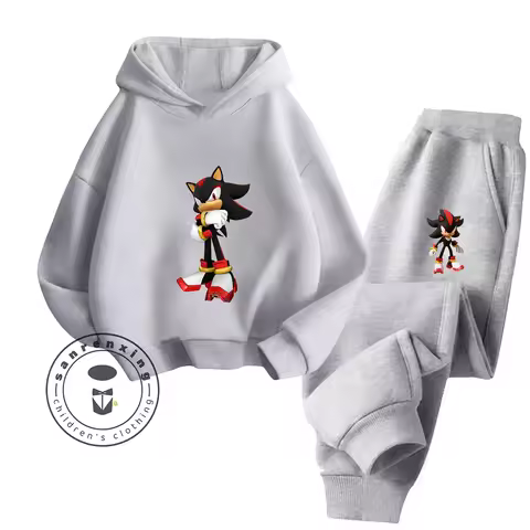 2D Sonic Cartoon Printed Hoodie Set Fashion 2025 For Children Teenagers Boys Girls Casual Autumn Winter Hot Sale