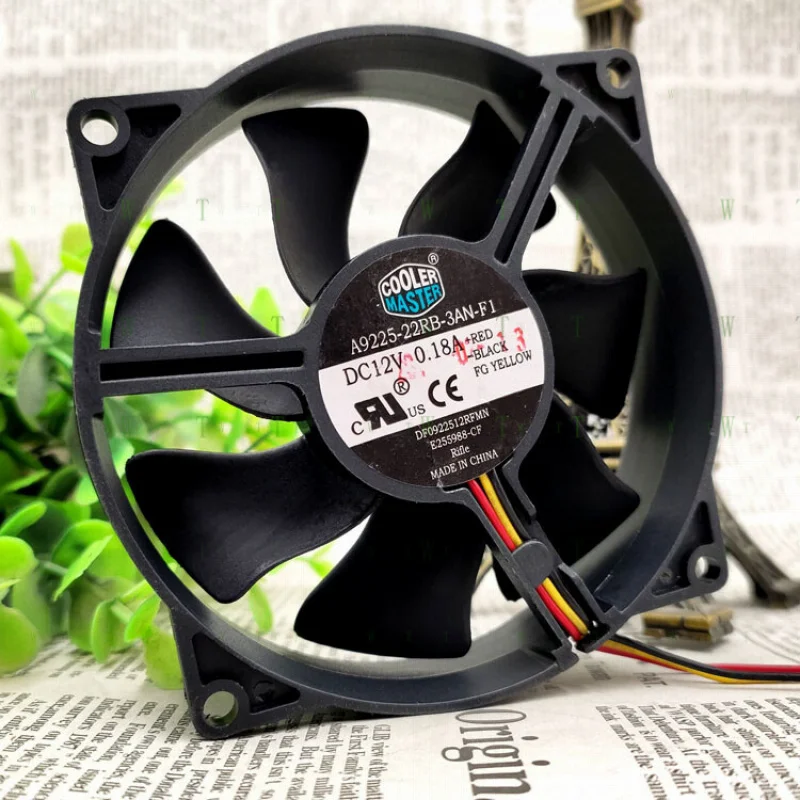 H 1 Uds Cooler Master A9225-22RB-3AN-F1 9cm 12V 0.18A ventilador redondo de 3 cables 9025