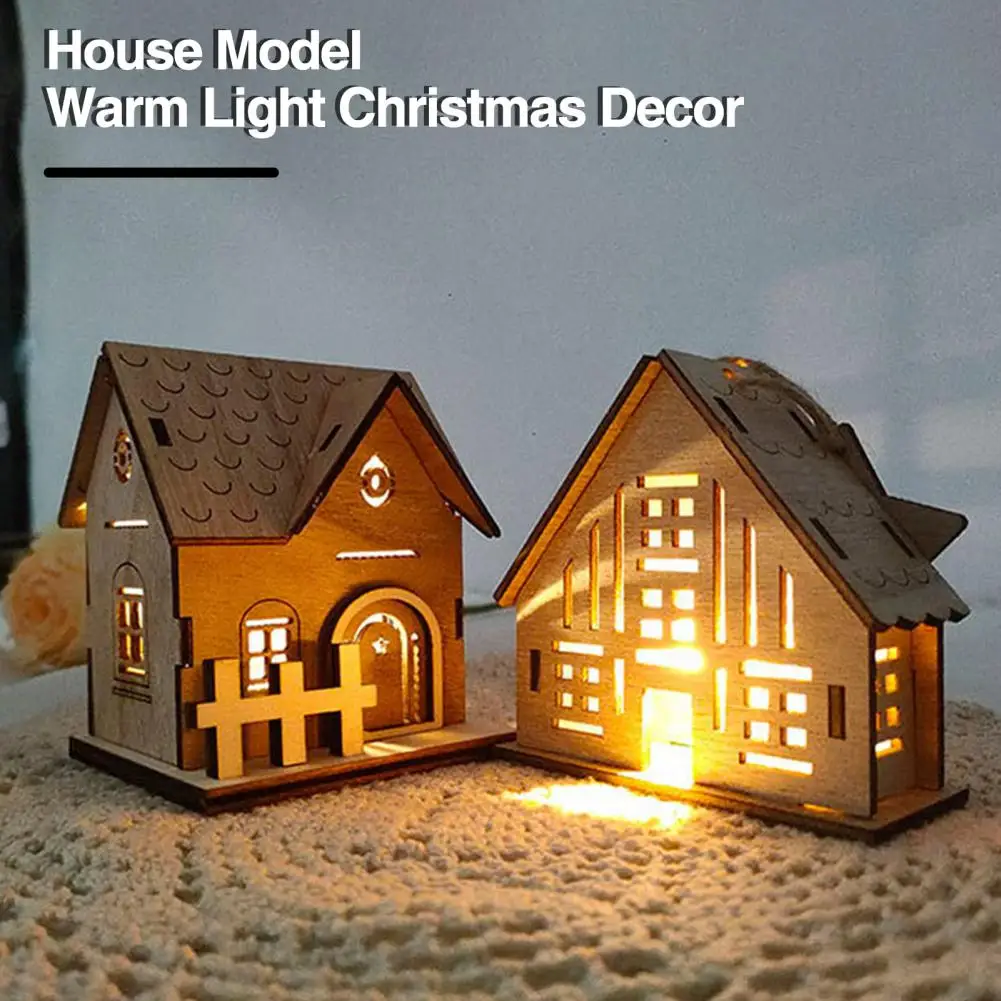 Christmas House Model with Warm Glow Festive Christmas House Ornaments Set with Warm Led Lights Durable for Home for Christmas