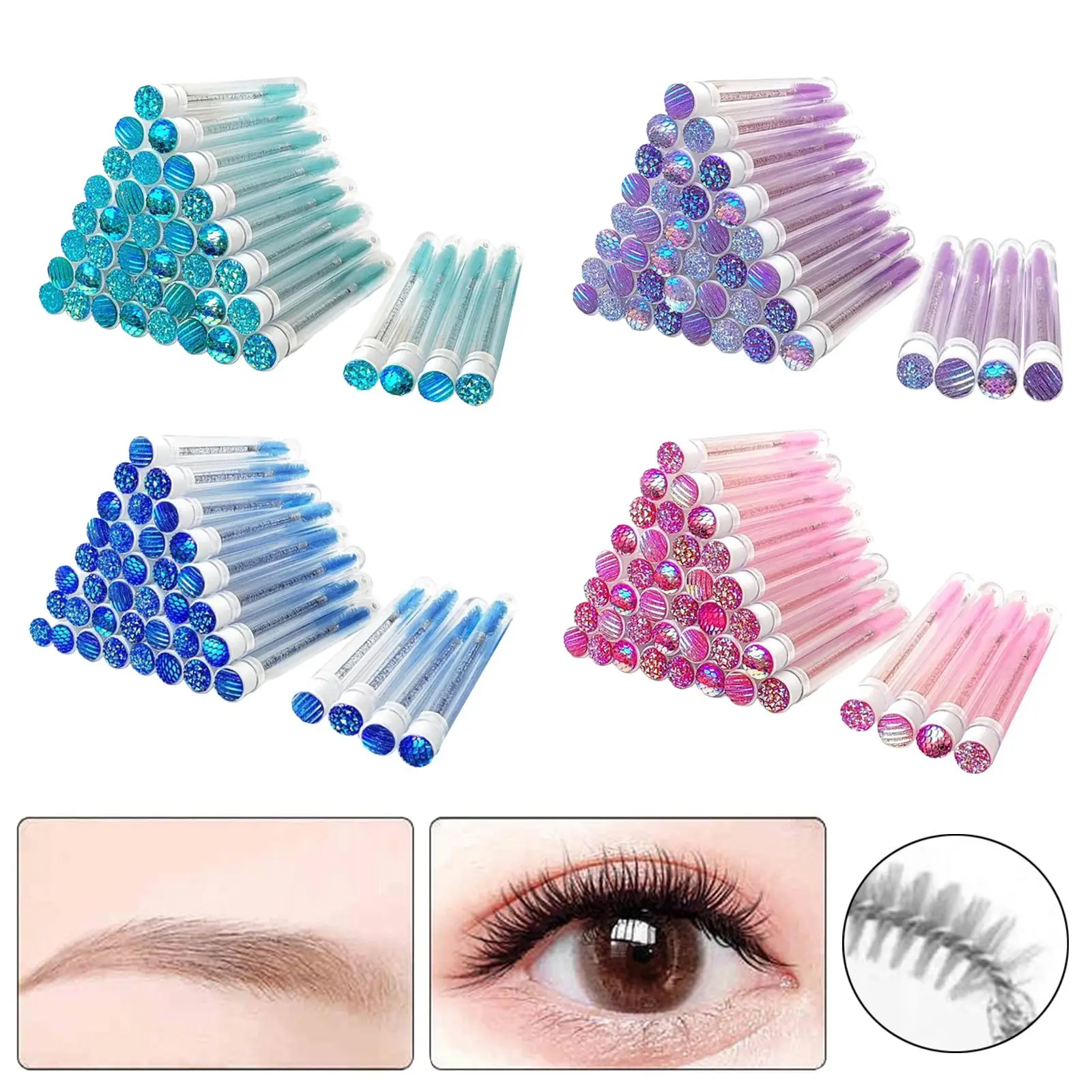 40x Wegwerp Mascara Borstel Geschenken Draagbare Vervangbare Wimper Spoolies Mascara Wand Buis Set Wimper Toverstokken Voor Salon Thuis Volwassenen