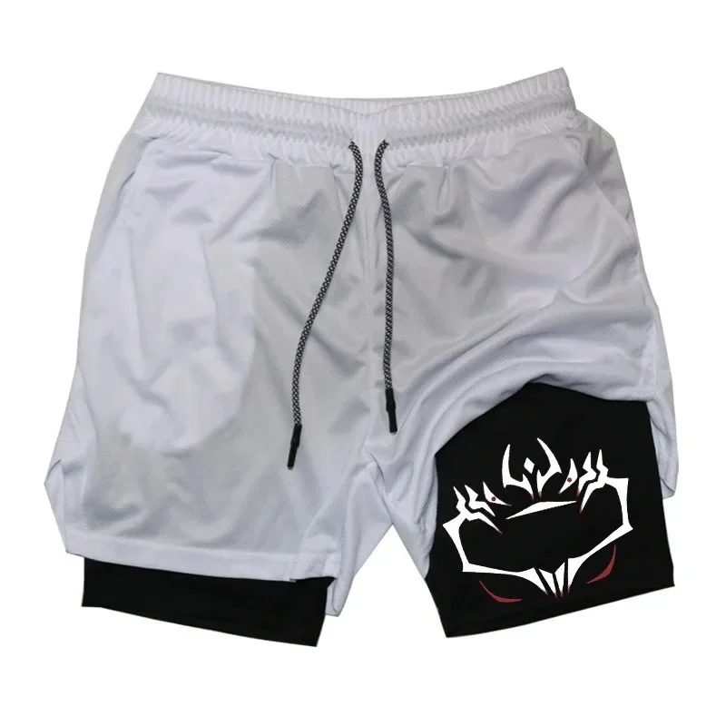 2-in-1 men's sports shorts, gym workout, running performance, casual shorts with phone pocket, towel ring