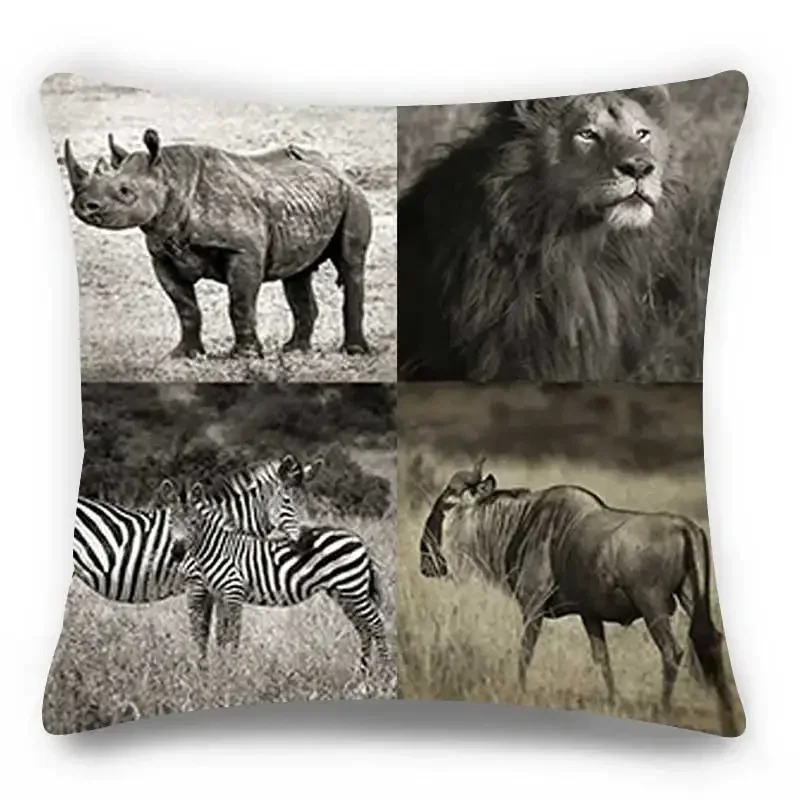 Animal Tiger and Lion Print Pillowcase   Home Sofa Car Decoration Cushion Cover